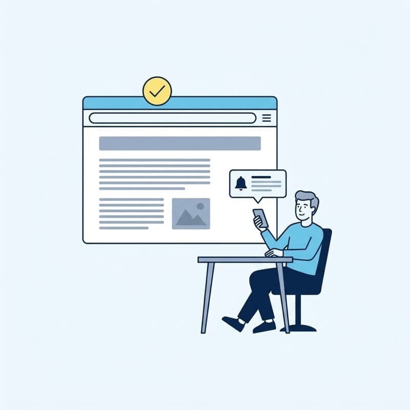 Articolul publicat pe site, iar omul primește doar o notificare.